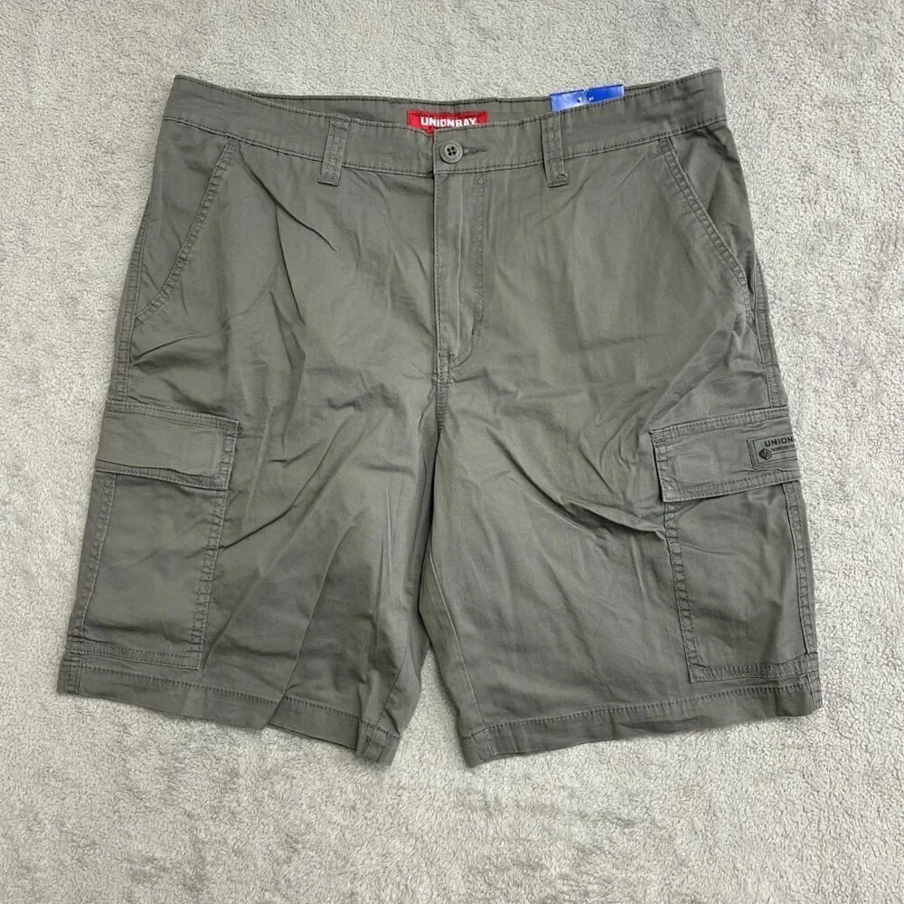 NEW Unionbay Men's 36 Gray Cargo Shorts Cotton & Spandex Casual